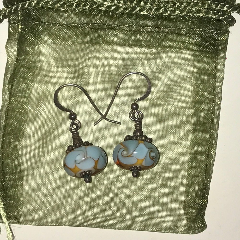 Sterling silver 925 blown glass earrings
